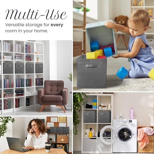Reli. Storage Cubes (4 Pack) | Dark Gray Fabric Cube Bins 11"x11" - Image 6