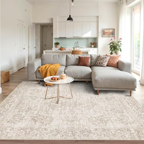 Rugxara 4x6 Vintage Boho Washable Rug for Bedroom(Beige Brown) by Rugxara