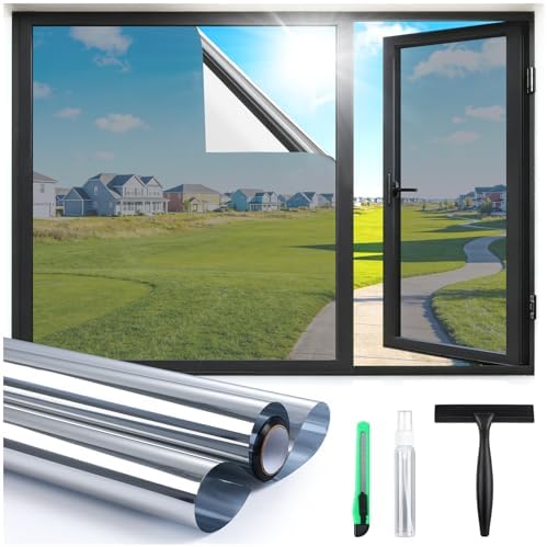 Haton One Way Window Tint for Home with Tools, Silver 35.4" x 78.7" by HatonHomeDecor