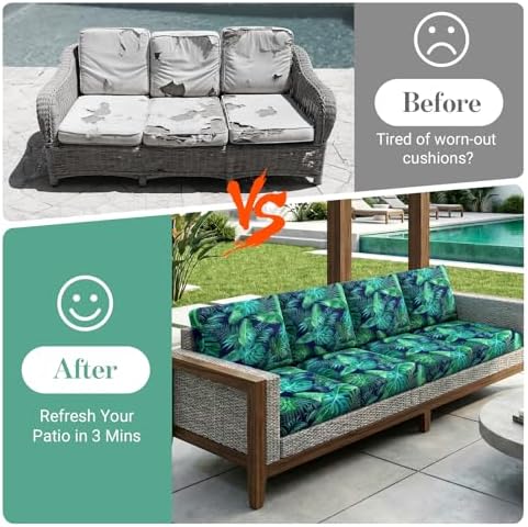 8Pcs Patio Cushion Covers Stretch Outdoor Furniture Protector Slipcovers - Image 5