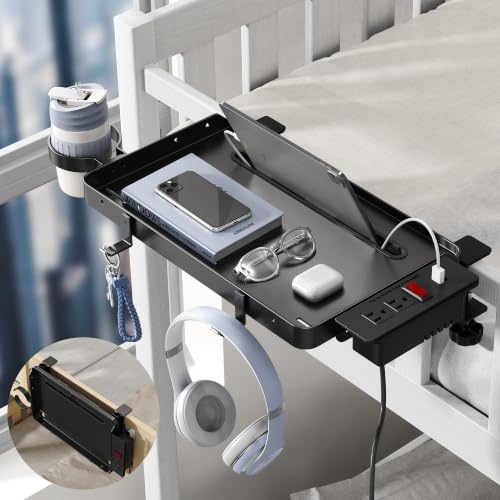 Foldable Bedside Shelf with Outlet for Dorm Bunk Bed & Top Bunk by Unknown