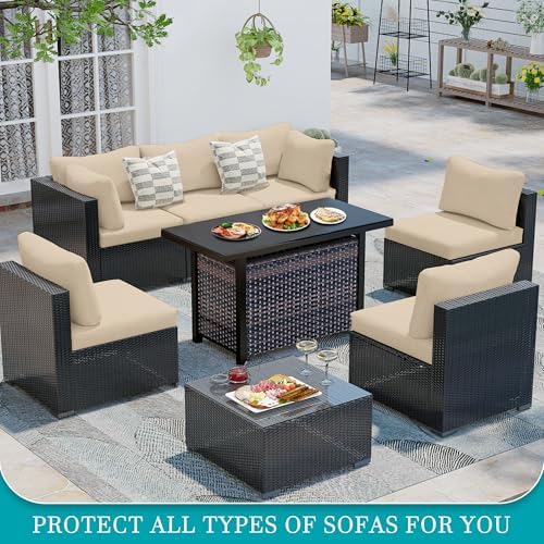 14 Pcs Outdoor Cushion Covers, Patio Sofa Cushion Covers Replacement - Image 5