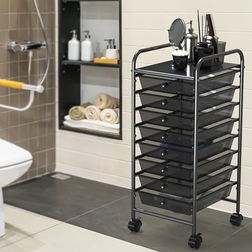 Simple Houseware 8 Drawers Rolling Utility Cart Art Craft Storage, Black - Image 4
