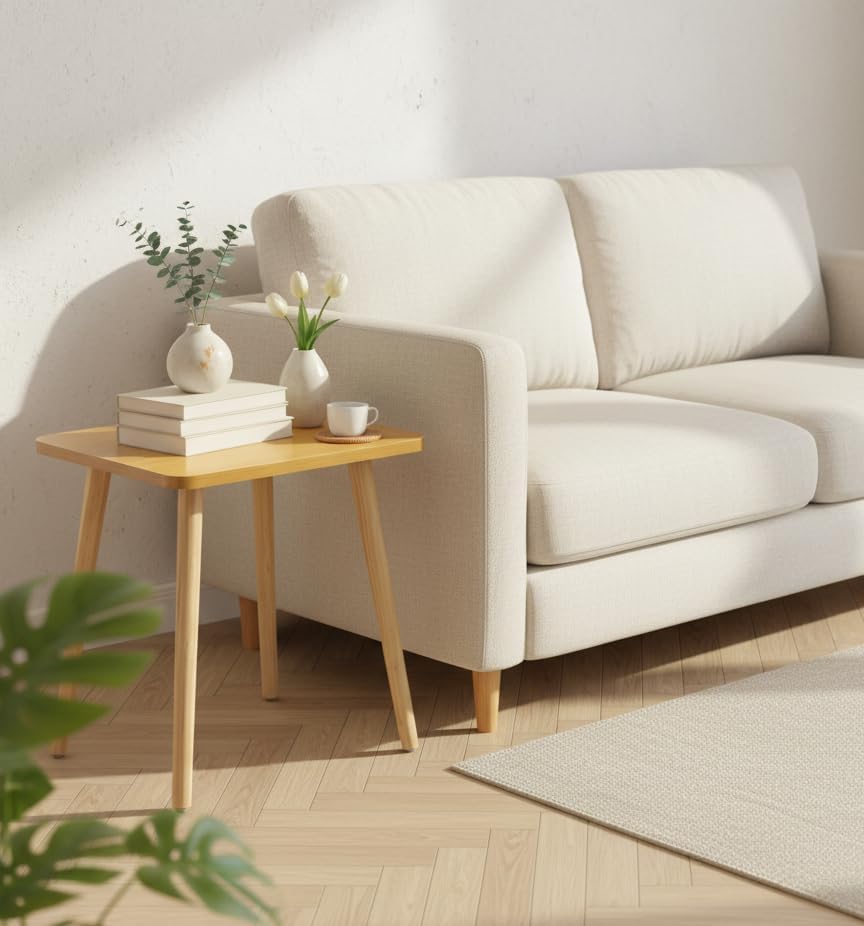 FORAOFUR Side Table, Modern Small End Table, Wood Nightstand for Living Room, Bedroom and Balcony, Rectangular Accent Table Home Decor, Easy Assembly, Natural - Image 2