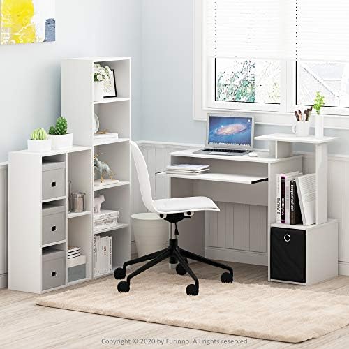 Furinno LUDER Book Shelf, 5-Tier Bookshelf, Bookcase with Open Shelves, 9.4 x 15.8 x 52, Easy Assembly, for Living Room, Bedroom, Home Office, White - Image 5