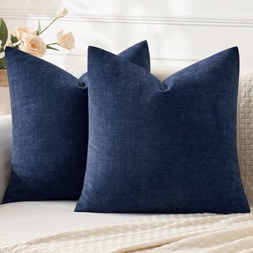 MIULEE Navy Chenille Couch Throw Pillow Covers, 20x20 by MIULEE