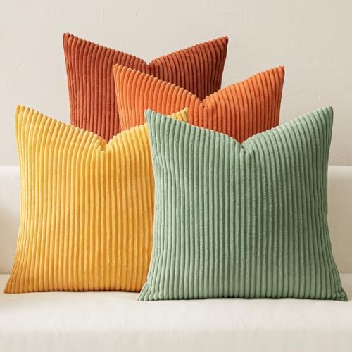MIULEE Fall Decorative Throw Pillow Covers Yellow Rust Green 18x18 by MIULEE