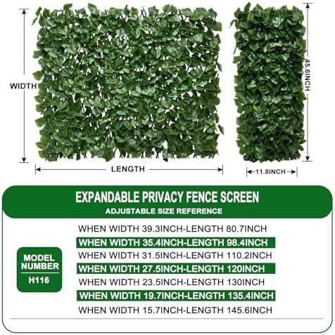 Expandable Fence Privacy Screen for Balcony Patio Outdoor,Decorative Faux Ivy Fencing Panel,Artificial Hedges (Single Sided Leaves)…2 - Image 2