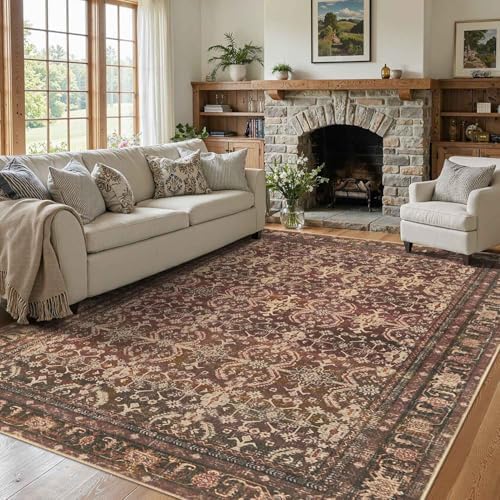 Rugxara Red Area Rugs 5x7 Washable Oriental Rug for Living Room Bedroom - Image 4