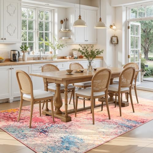 Toneed Washable 5x7 Galaxy Pink Area Rug with Non-Slip Backing for Living Room - Image 3
