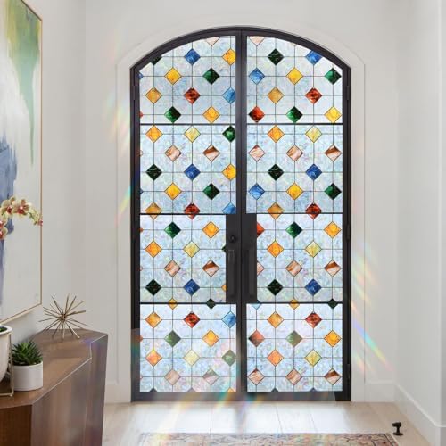 DKTIE Colorful Gem Rhombus Decorative Window Privacy Film 23.6in X 78.7in - Image 3