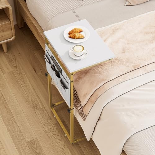 Vagusicc C Shaped End Table, 33'' Tall Side Table for Couch, Adjustable Height Small Couch Side Table for Small Spaces, C Table End Table Slide Under Sofa Table TV Tray Arm Table for Living Room - Image 5