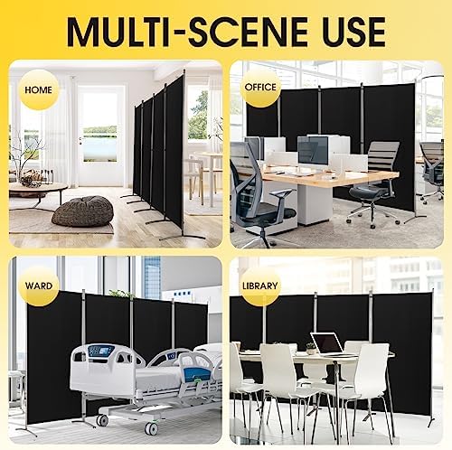 RANTILA 4 Panel Room Divider, 6 Ft Tall Folding Privacy Screen Room Dividers, Freestanding Room Partition Wall Dividers, 136''W x 20''D x 71''H, Black - Image 5