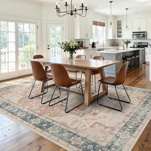 Rugxara 6X9 Boho Rug,Large Washable Area Rugs for Living Room, Coral - Image 3