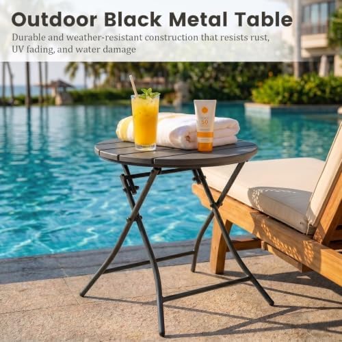 TeoKJ Folding Black Small Outdoor Side Tables, HDPS Patio Table - Image 5