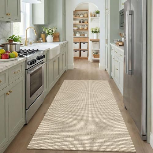KOZYFLY Washable 4x5 Entry Woven Area Rug, Braided Throw Rugs for Entryway, Non Slip Door Mat Indoor Entrance, Flatweave Carpet for Foyer, Bedroom, Dining, Office, Ivory Beige - Image 2