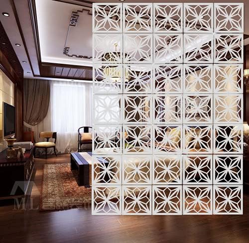 White Hanging Room Divider,12 Pieces Wood-Plastic DIY Panel Screens Partition Wall Dividers Room Decoration with All Accessories 11.4x11.4 Inch - Image 4