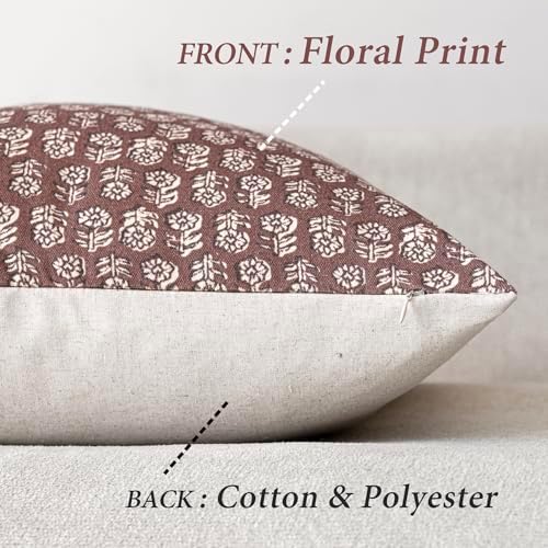 Foindtower Decorative Floral Print Throw Pillow Covers 22×22 Inch,Wine Red - Image 2