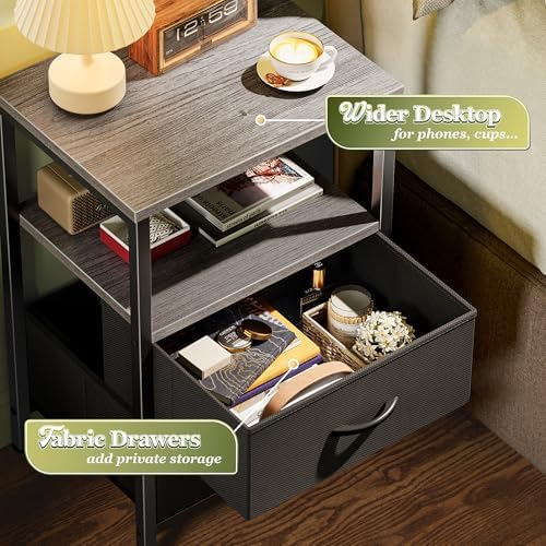 Huuger Night Stand Set of 2, Nightstand with 2 Drawers, Bedside Table - Image 5