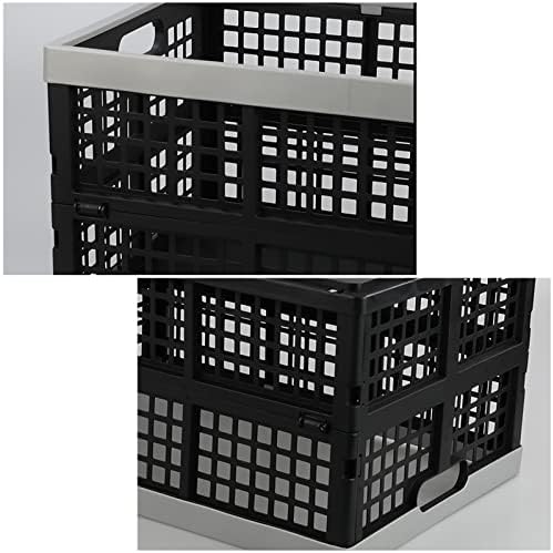 Kekow 3-Pack Black Plastic Collapsible Storage Basket, 42 L Folding Crates - Image 3