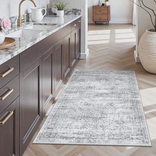 Soalmost 3x4 Rugs Non-Slip, Small Washable Kitchen Entryway Area Rug Grey - Image 2