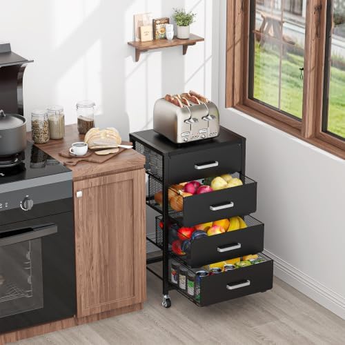 4-Drawers Metal Rolling Cart, Utility Storage Cart with Wheels - Image 7
