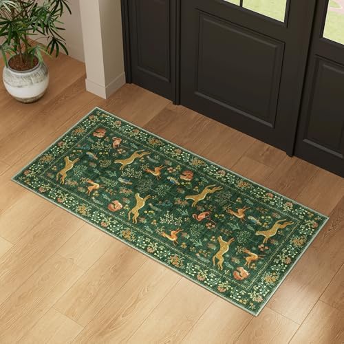DUKINO 2x4 Rug for Entryway, Animal Washable Runner Rug for Kitchen, Green - Image 6