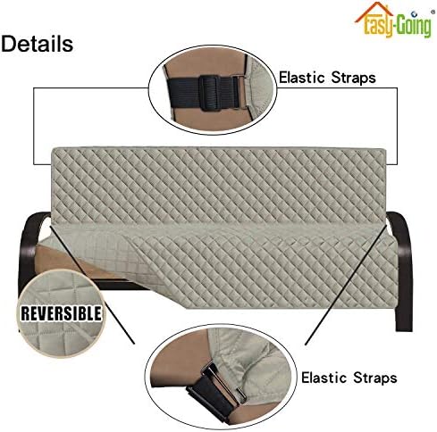 Easy-Going Reversible Couch Cover, Large Futon Sofa, Beige/Beige - Image 3