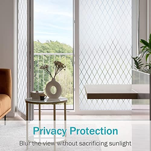 VELIMAX Lattice Frosted Window Film Window Privacy Film Static Cling Window Vinyl Opaque Glass Sticker Non Adhesive Anti-UV 35.4x78.7 inches - Image 4