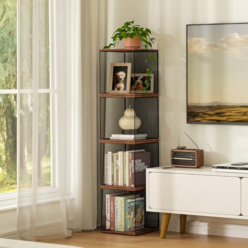 Dmevkic 2 Cube Organizer Bookshelves DIY Variable Stackable Cube Storage Organizer for Kid Bedroom,Living Room,Small Bookshelf Black Brown Wooden - Image 6