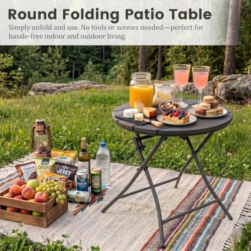 TeoKJ Folding Black Small Outdoor Side Tables, HDPS Patio Table - Image 3