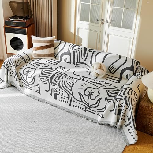 MYSKY HOME Couch Cover for Dogs, Washable Couch Covers, Sofa Covers for Sectional Sofa, Couch Cover 2 Cushion Sofa Dogs Furniture Protector, Chenille Sofa Covers for Pets, 71"x118", Abstract Dark Grey - Image 7