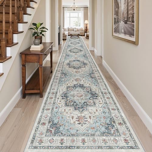 Madane Hallway Runner Rug 3x18 Washable Kitchen Runners 18ft, Blue - Image 2