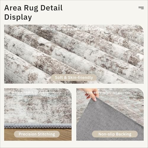 Soalmost Runner Rug 2'6"x8' Kitchen Hallway Runners Abstract Pink/Grey - Image 6