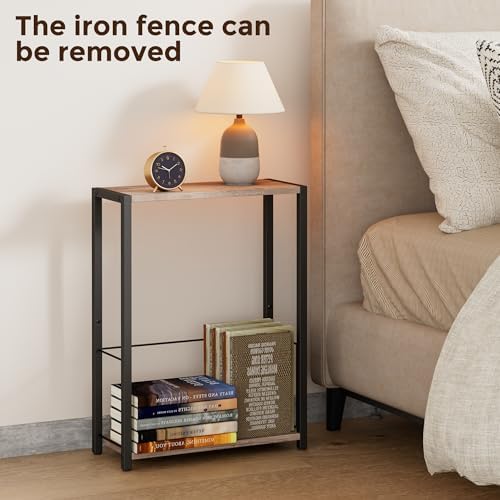 Homleke Narrow Side Table with Magazine Holder, Skinny End Table - Image 7