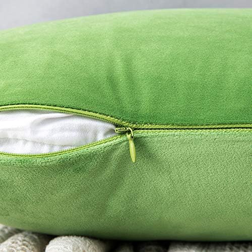MIULEE Velvet Throw Pillow Covers 18x18 Inch Pack of 2 Lime Green - Image 3