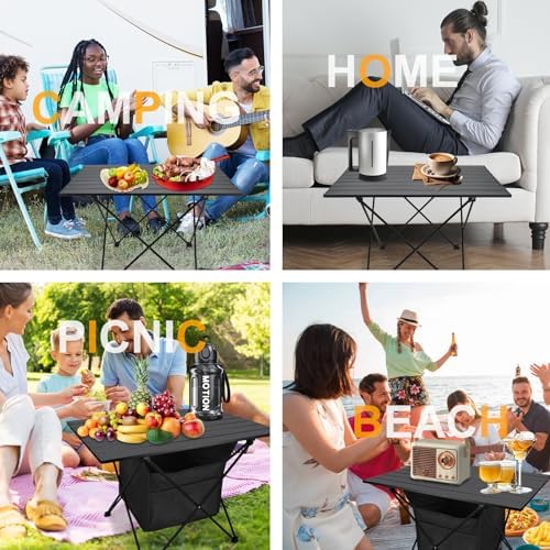 Foldable Camping Side Table, Ultralight Small Beach Table Aluminum, Portable Outdoor Table with Carry Bag and Storage for Picnic, Grill, Hiking, Fishing, Sand, Camping Essentials(L) - Image 5