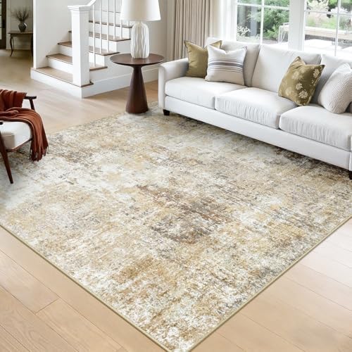 RELEANY Washable Square 8'x8' Area Rug for Living Room Neutral Brown by RELEANY