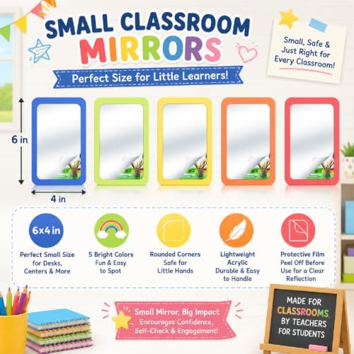 Dandat 10 Pcs 6x4 Shatter Proof Unbreakable Kids Mirrors, Warm Colors - Image 2