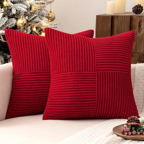 MIULEE Christmas Red Decorative Throw Pillow Covers for Couch 18x18 Inch by MIULEE