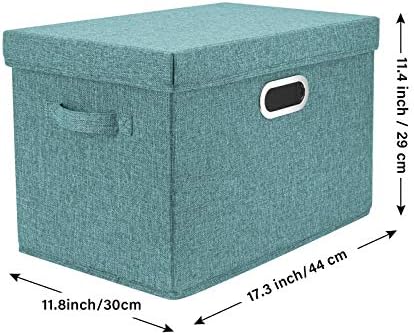 TYEERS Large Storage Bins with Lids, Collapsible, Washable, Fabric Storage Boxes for Organizing, 17.3x11.8x11.4 inches, 3 Pack, Aqua Deep - Image 2