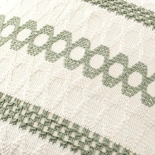 MIULEE Set of 2 Sage Green Boho Decorative Pillow Covers 24x24 Inch - Image 4