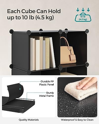 SONGMICS 12 Cube Storage Organizer with doors，Plastic stackable cube shelf - Image 4