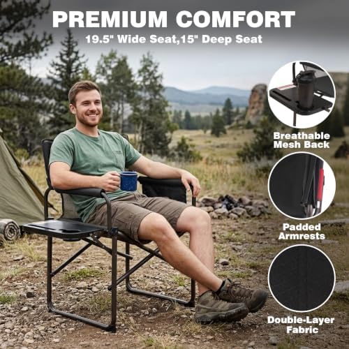 SUNNYFEEL Camping Director Chair with Side Table - Image 5