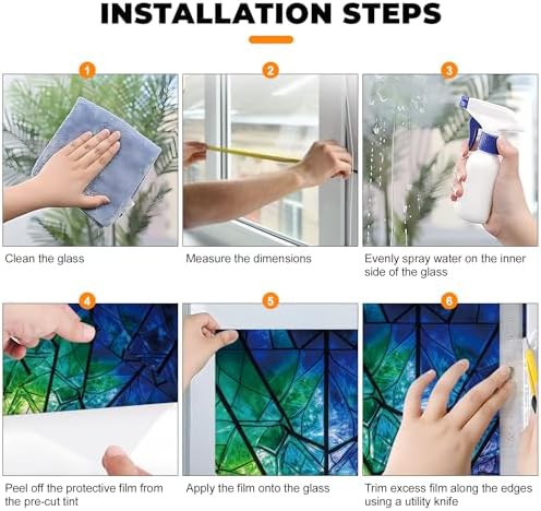 Window Privacy Film Frosted Glass Window Sticker Window Film Static Glass Cling Tint Non-Adhesive for Home Door Decorative Frosting Cover 17.5 X 39.3 inch - Image 6