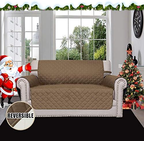 Easy-Going Reversible Couch Cover, 2 Cushion Sofa, Loveseat, Camel/Ivory - Image 2