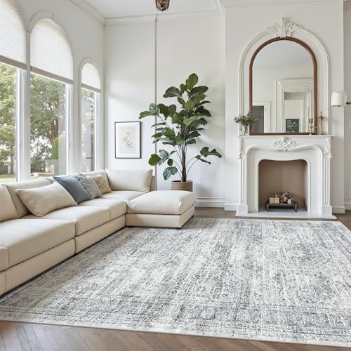 Soalmost 7x10 Area Rug for Living Room Washable Rugs Non-Slip Grey - Image 2