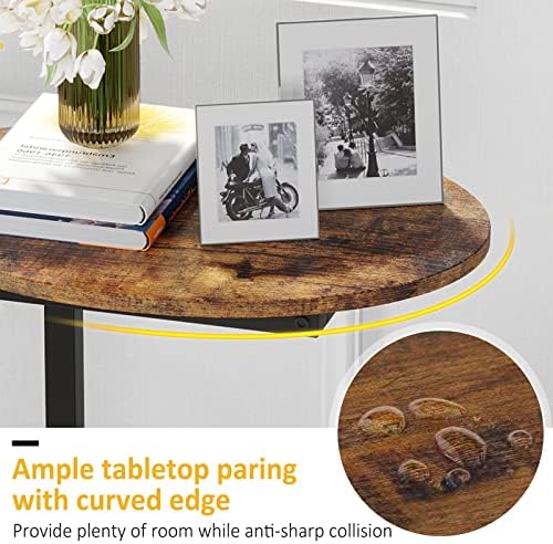 Hosfais Side Table Small End Table, C-Shaped Wood Sofa Table with Metal Frame for Living Room, Bedroom, Small Spaces (Rustic Brown) - Image 4