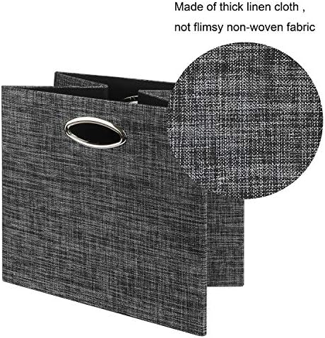 Posprica Storage Cubes,12×12 Storage Bins,Foldable Storage Baskets Fabric Drawers Containers for Shelf Cabinet Bookcase,Thick and Heavy Duty (4pcs, black) - Image 3