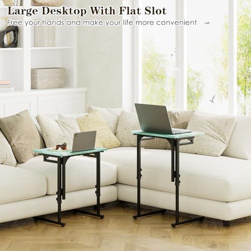 Folding TV Tray Table,Adjustable TV Dinner Table with Sturdy MDF Top,Eating Trays for Living Room with No Assembly Required (Sea Blue,2Pcs) - Image 7